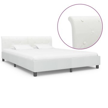 Vidaxl Posteljni okvir belo umetno usnje 160x200 cm
