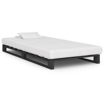 Vidaxl Posteljni okvir iz palet siva trdna borovina 90x200 cm