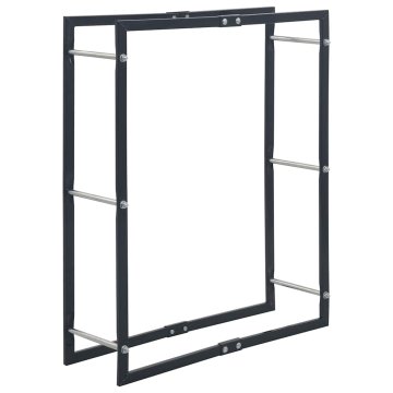 Vidaxl Stojalo za drva črno 80x25x100 cm jeklo