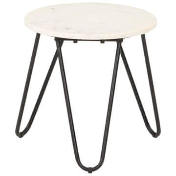 Vidaxl Klubska mizica bela 40x40x40 cm pravi kamen z marmorno teksturo