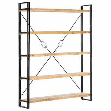 Vidaxl Knjižna omara 5-nadstropna 140x30x180 cm trden mangov les
