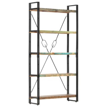 Vidaxl Knjižna omara 5-nadstropna 90x30x180cm trden predelan les