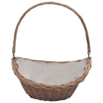 Vidaxl Koš za drva z ročajem 57x46,5x52 cm rjava vrba