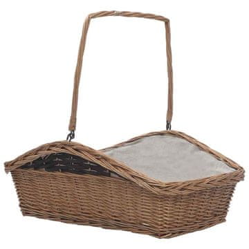 Vidaxl Koš za drva z ročajem 61,5x46,5x58 cm rjava vrba