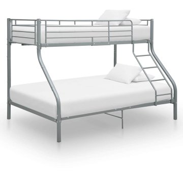 Vidaxl Posteljni okvir pograd siv kovinski 140x200/90x200 cm