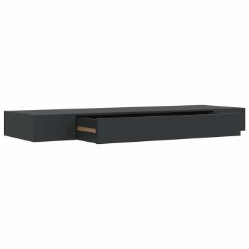 Vidaxl Stenska polica s predalom črna 80x25x8 cm