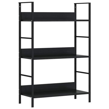 Vidaxl Knjižna polica 3-nadstropna črna 60x27,6x90,5 cm inž. les