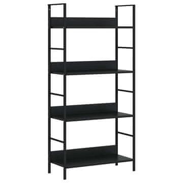 Vidaxl Knjižna polica 4-nadstropna črna 60x27,6x124,5 cm inž. les