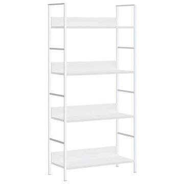 Vidaxl Knjižna polica 4-nadstropna bela 60x27,6x124,5 cm inž. les