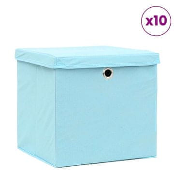 Vidaxl Škatle za shranjevanje s pokrovi 10 kos. baby modre 32x32x32 cm