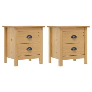 Vidaxl Nočna omarica Hill 2 kosa 46x35x49,5 cm trdna borovina