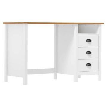 Vidaxl Pisalna miza Hill Range s 3 predali 120x50x74 cm trdna borovina
