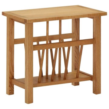 Vidaxl Mizica za revije 45x27x42 cm trdna hrastovina