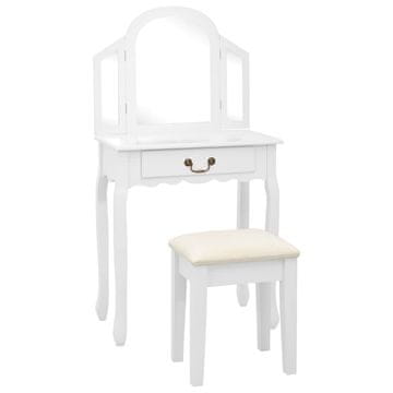 Vidaxl Mizica za ličenje s stolčkom 65x36x128cm pavlovnija in MDF