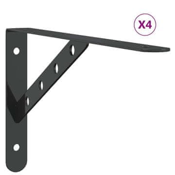 Vidaxl Nosilec za polico 4 kosi 30x2,5x15,5 cm črno nerjaveče jeklo