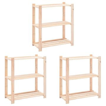 Vidaxl vidXL Stojalo 3-nadstropno 3 kosi 80x38x90 cm trdna borovina 150 kg