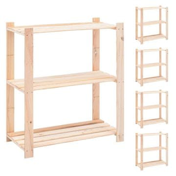 Vidaxl vidXL Stojalo 3-nadstropno 5 kosov 80x38x90 cm trdna borovina 150 kg
