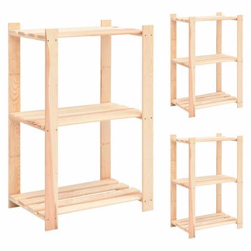 Vidaxl Stojalo 3-nadstropno 3 kosi 60x38x90 cm trdna borovina 150 kg