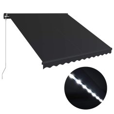 Vidaxl Ročna tenda s solarnimi LED lučkami 3,5 x 2,5 m Antracit