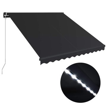 Vidaxl Ročno zložljiva tenda z LED lučmi 350x250 cm antracitna