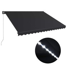 Vidaxl Ročna tenda s solarnimi LED lučkami 4,5 x 3 m Antracit