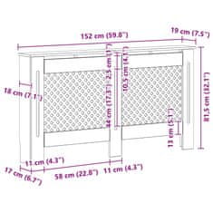 Vidaxl Pokrov za radiator črn 152x19x81,5 cm mediapan