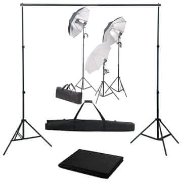 Vidaxl Fotografski studijski komplet s svetilkami in ozadjem