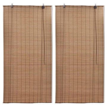 Vidaxl Rolo senčilo iz bambusa 2 kosa 100x160 cm rjave barve