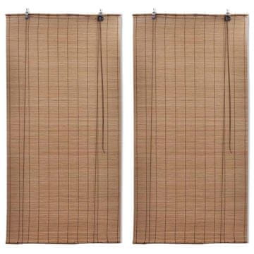 Vidaxl Rolo senčilo iz bambusa 2 kosa 150x220 cm rjave barve