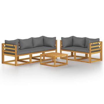 Vidaxl Vrtna sedežna garnitura z blazinami 6-delna trden akacijev les