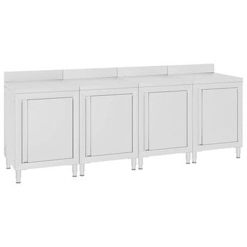 Vidaxl Komercialna delovna miza z omarico 240x60x96 cm nerjaveče jeklo