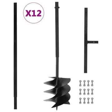 Vidaxl Zemeljski vrtalnik z ročajem 250 mm s podaljškom 12 m jeklo