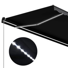 Vidaxl Ročna tenda s solarnimi LED lučkami 4,5 x 3 m Antracit