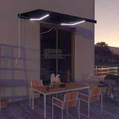 Vidaxl Ročna tenda s solarnimi LED lučkami 3,5 x 2,5 m Antracit