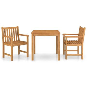 Vidaxl 3-delni vrtni jedilni komplet 80x80 cm masivni tikov les