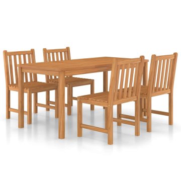 Vidaxl 5-delni vrtni jedilni komplet 160x80 cm masivni tikov les