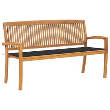 Vidaxl Vrtna klop z blazino 159 cm trdna tikovina