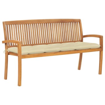 Vidaxl Vrtna klop z blazino 159 cm trdna tikovina