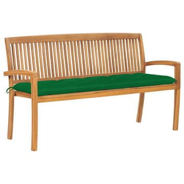 Vidaxl Vrtna klop z blazino 159 cm trdna tikovina