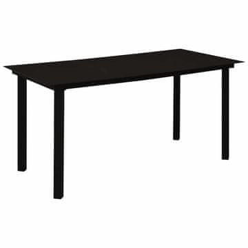 Vidaxl Vrtna jedilna miza črna 150x80x74 cm jeklo in steklo