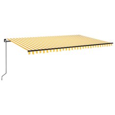 Vidaxl Ročno zložljiva tenda z LED lučmi 500x300 cm rumena in bela