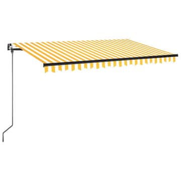 Vidaxl Ročno zložljiva tenda z LED lučmi 450x350 cm rumena in bela