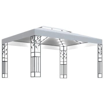 Vidaxl Paviljon z dvojno streho in LED lučkami 3x4 m