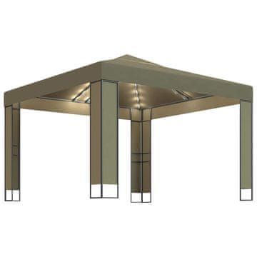 Vidaxl Paviljon z dvojno streho in LED lučkami 3x3 m