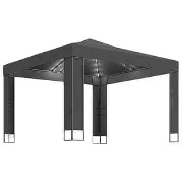 Vidaxl Paviljon z dvojno streho in LED lučkami 3x3 m