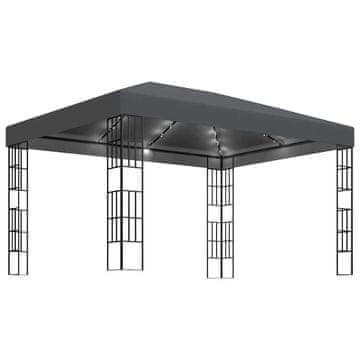 Vidaxl Paviljon z LED lučkami 3x4 m antraciten