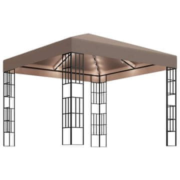 Vidaxl Paviljon z LED lučkami 3x3 m taupe