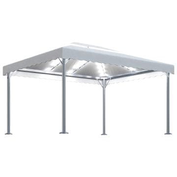 Vidaxl Paviljon z LED lučkami 400x300 cm aluminij