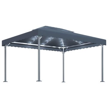 Vidaxl Paviljon z LED lučkami 400x300 cm aluminij