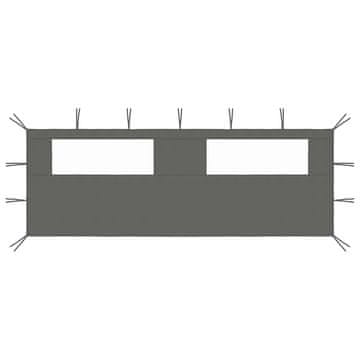 Vidaxl Stranica za paviljon z okni 6x2 m antracit